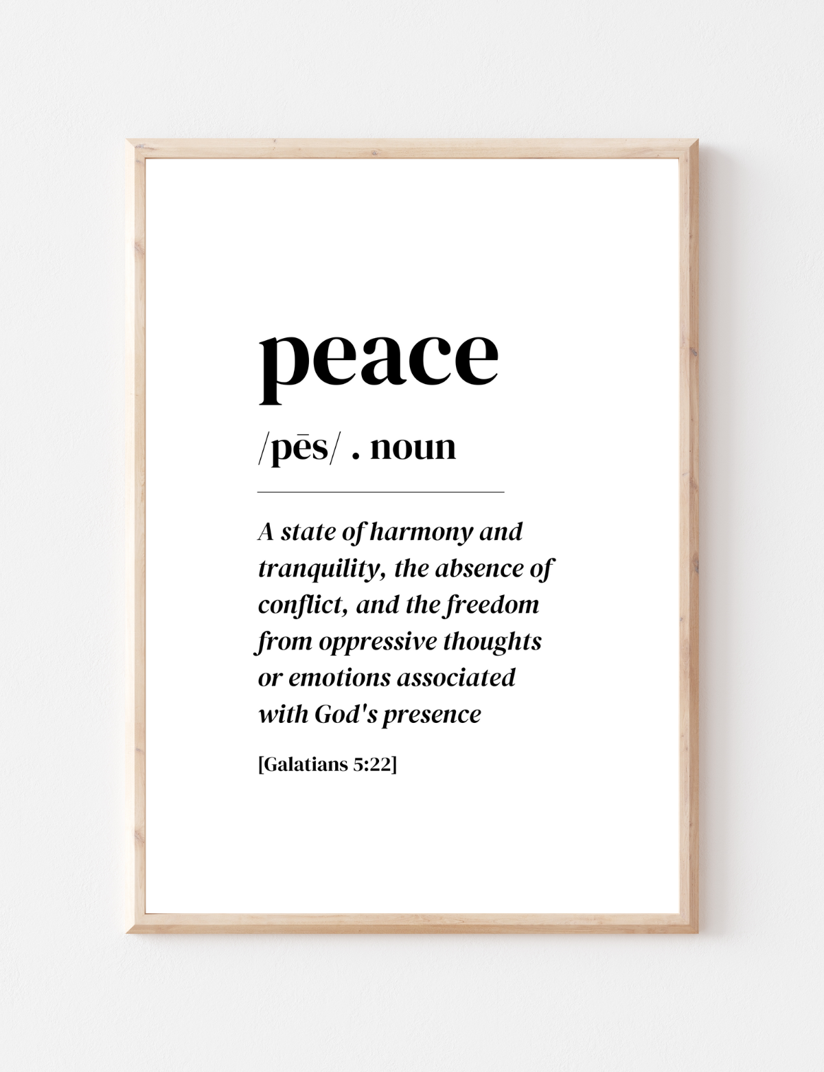 Peace Christian printable wall art, inspired by Galatians 5:22