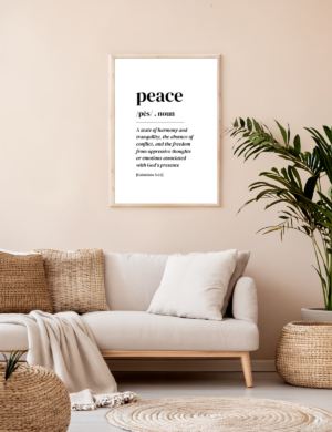 Peace Christian printable wall art, inspired by Galatians 5:22