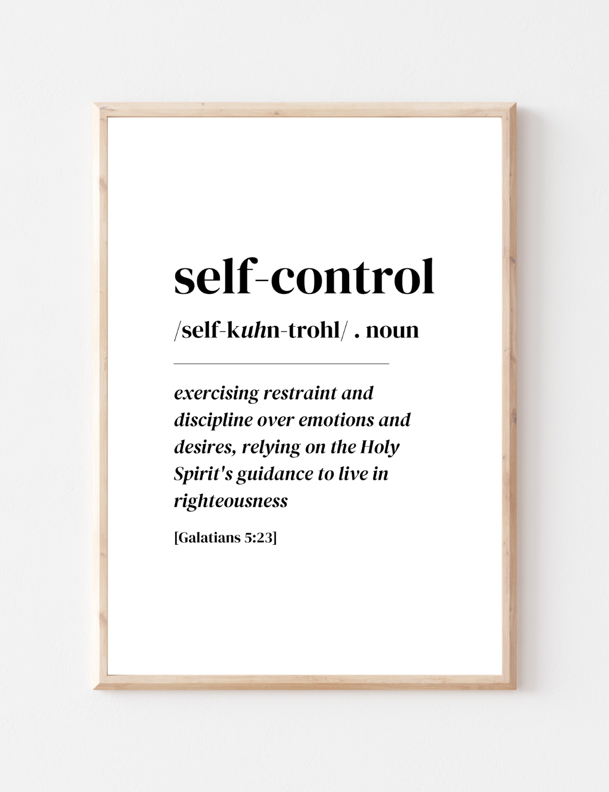 Self-Control Christian printable wall art, Galatians 5:23