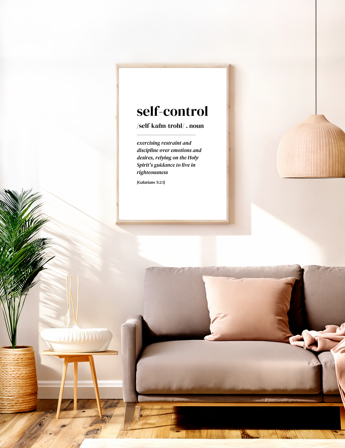 Self-Control Christian printable wall art, Galatians 5:23