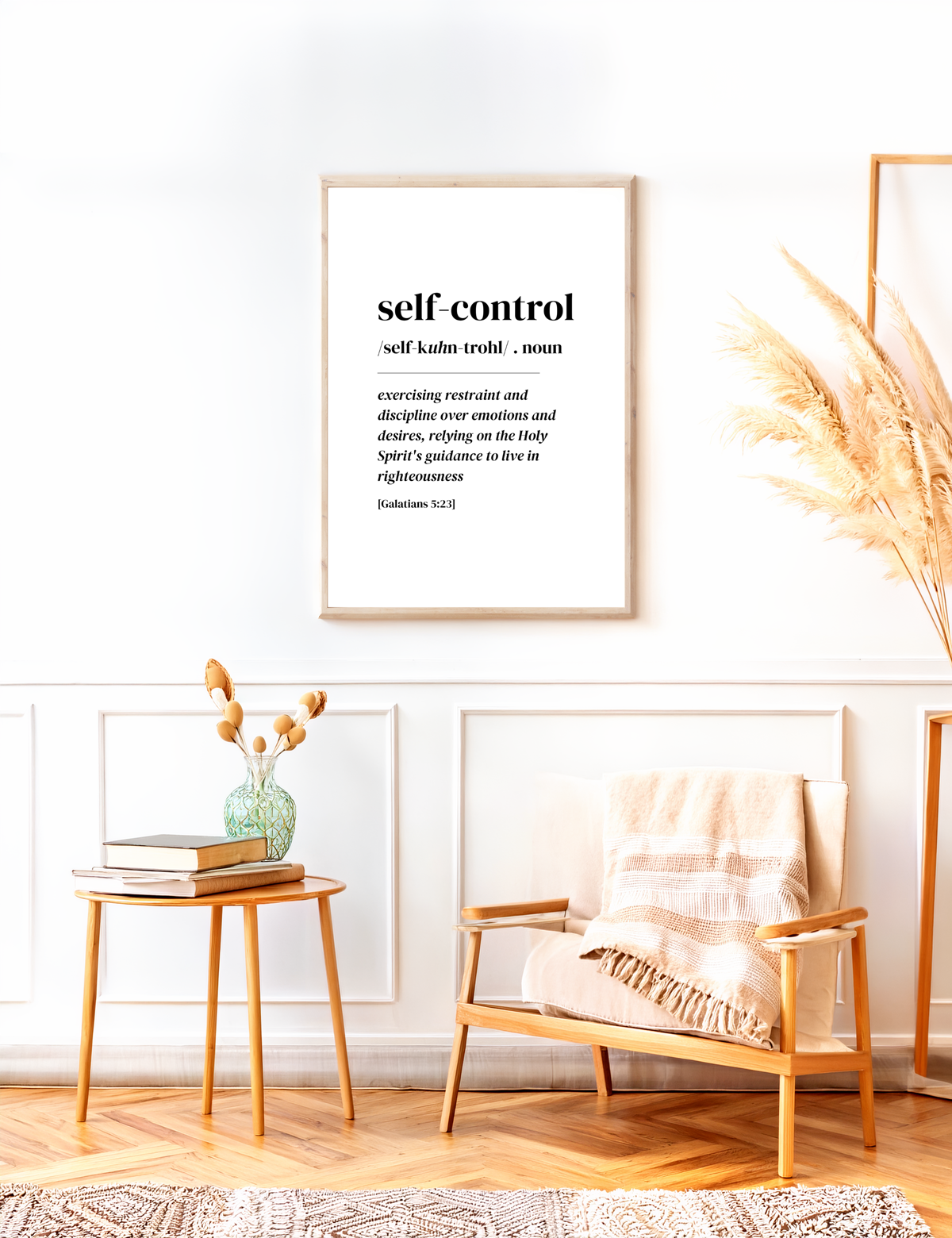 Self-Control Christian printable wall art, Galatians 5:23